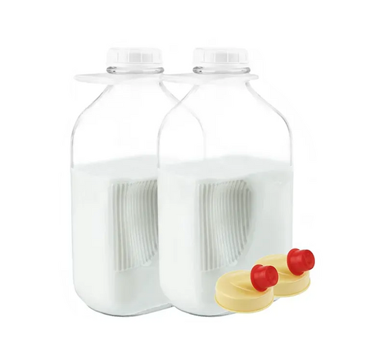 64 Oz Glass Milk Bottle Jugs with Caps