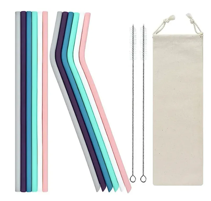 Elyum Set of 12 Reusable Silicone Straws